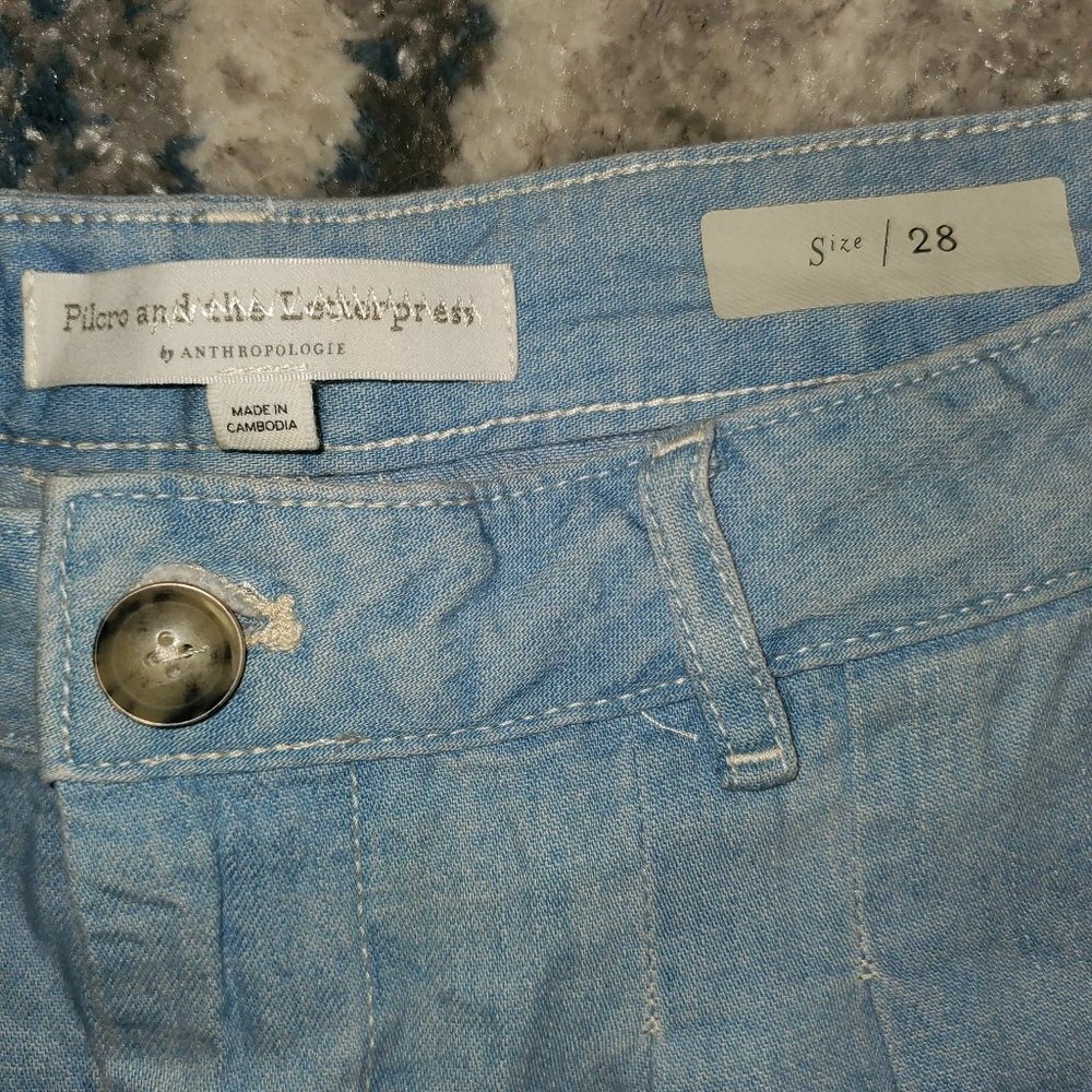 New Anthropologie Pilcro and the Letterpress Mina Chambray Culottes Size 28 - Picture 7 of 12